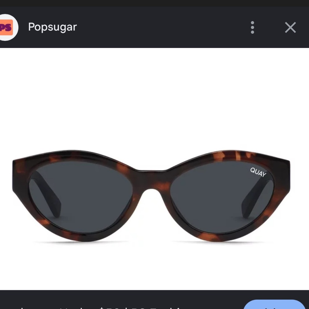 Quay Australia Tortoiseshell Cat Eye Sunglasses with Dark Lenses